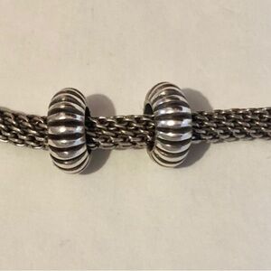 Two 🆕 Brighton Balloon Spacers Thin curved silver beads Etched horizontal lines